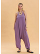 Lilac Bohemian Jumpsuit with Elasticated Legs and Tied Neck 4486